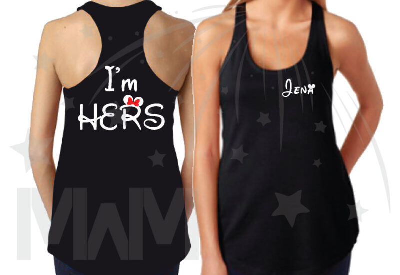 Disney Matching LGBT Family Shirts, Lesbian Cute Parents I'm Hers She's Mine I'm Theirs (3 and more shirts)