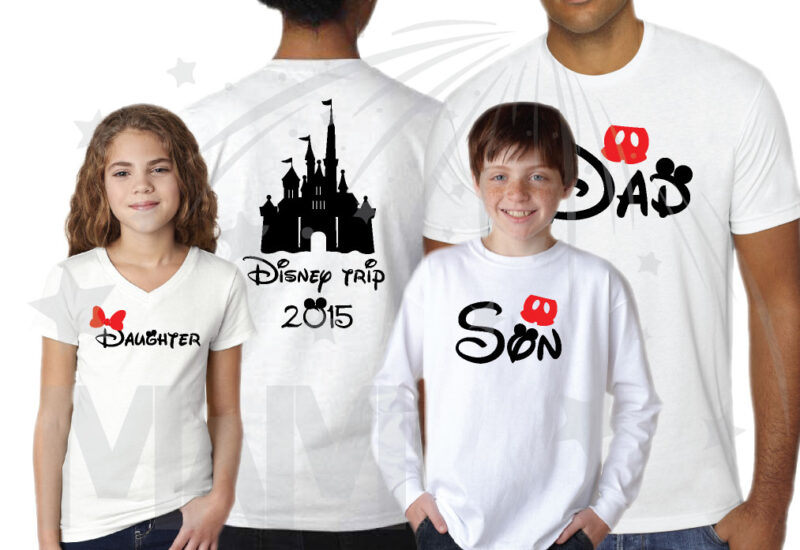 Family Disney Matching Disney Shirts, Mom/Dad, Son/Daughter (get as many shirts as you need) Disney Cinderella Castle, Family Trip, Vacation, Weekend Custom Date married with mickey mwm