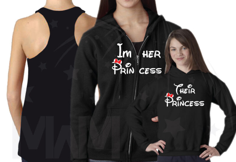 Matching Family Shirts, LGBT Lesbian Parents I'm Her Princess She's My Princess Their Princess (3 and more shirts) married with mickey mwm
