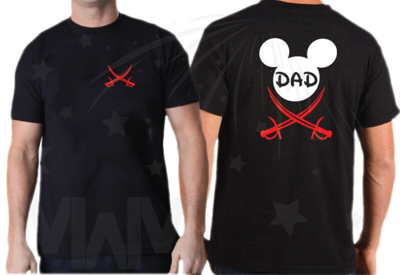 Disneyland Family Pirate Matching Shirts With Swords and Names married with mickey mwm