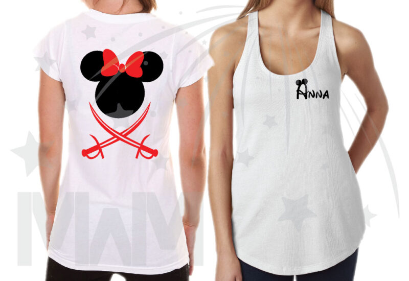 Disney Family Pirate Matching Shirts With Swords and Names on Front married with mickey mwm