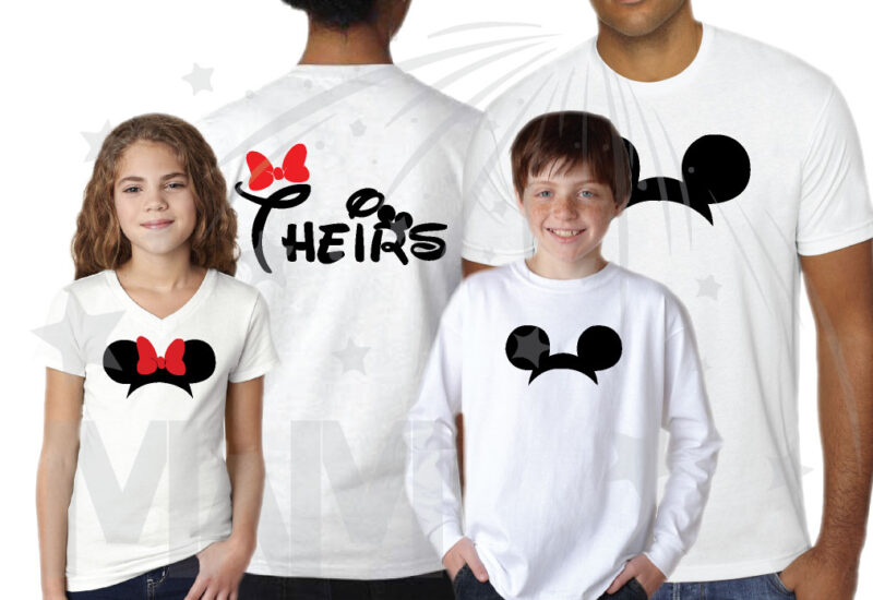 Family Shirts His Hers Theirs Minnie Mouse Cute Red Bow Mickey Mouse Head Pants married with mickey mwm