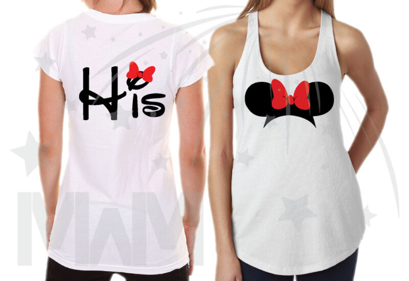 Family Matching Disney Shirts His Hers Theirs Minnie Mouse Cute Red Bow Mickey Mouse Head Pants married with mickey mwm