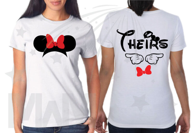 Matching Disney Family Shirts His Hers Theirs With Mickey Mouse Pointing Hands Minnie Mouse Cute Head Red Bow Mickey Mouse Head Pants married with mickey mwm