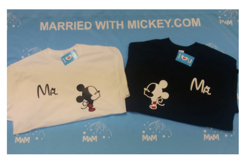 LGBT Gay Matching Couple Shirts For Mr With Very Cute Little Kissing Mickey Mouse mwm married with mickey