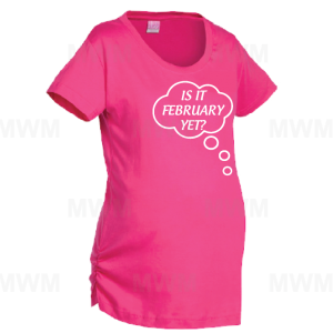 Is It February Yet? Funny LAT Ladies Fine Jersey Maternity Top mwm married with mickey