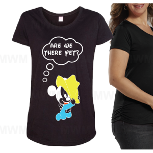 Are We There Yet Mickey Mouse Cute Baby Funny LAT Ladies Fine Jersey Maternity Top mwm married with mickey