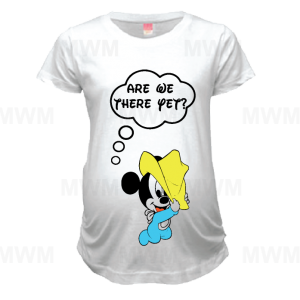 Are We There Yet Mickey Mouse Cute Baby Funny LAT Ladies Fine Jersey Maternity Top mwm married with mickey