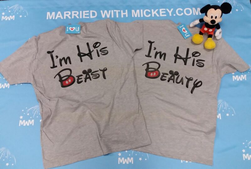 I'm His Beauty I'm His Beast matching grey mens tshirts married with mickey