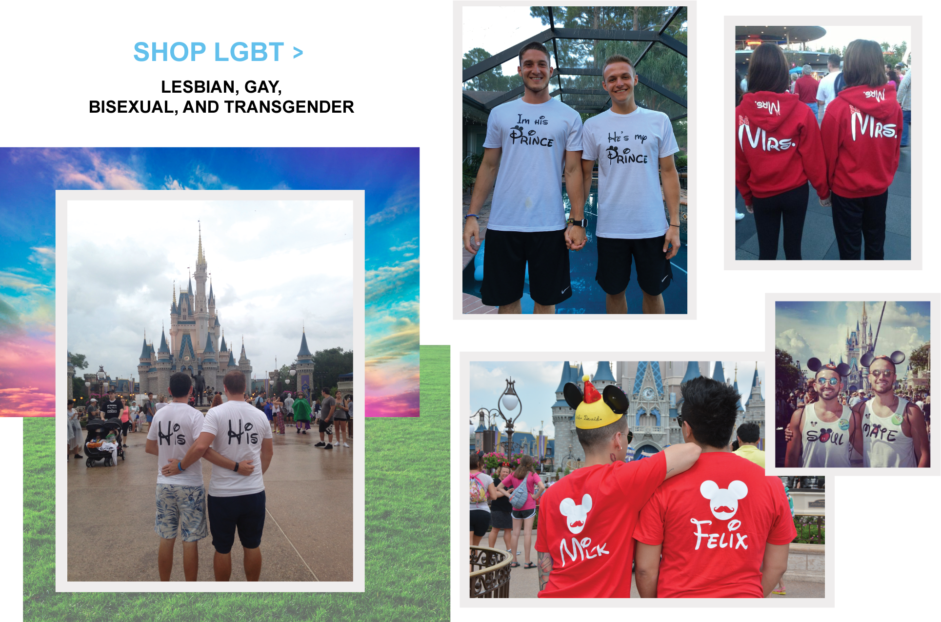 Disney Vacation Matching Lesbian and Gay LGBT Shirts with custom names and dates