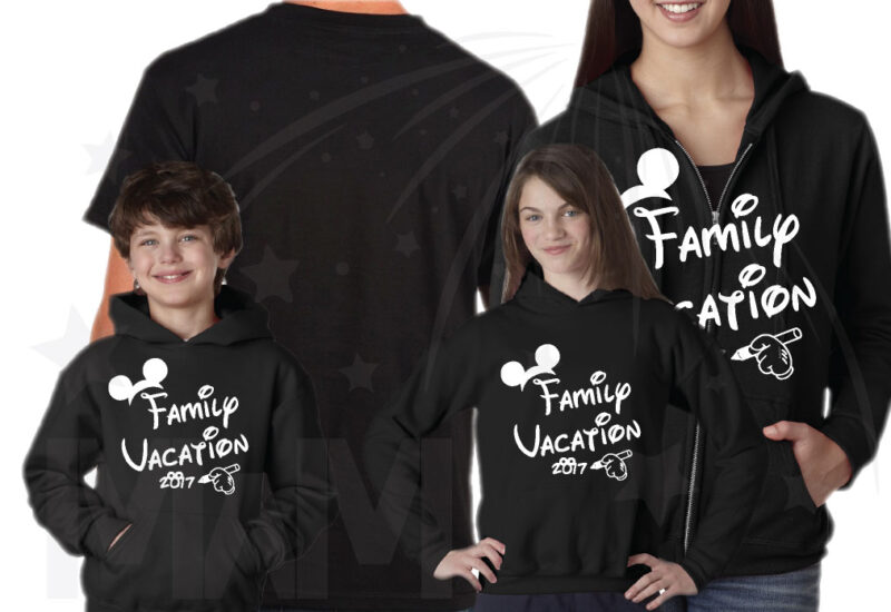 Family Set Of Shirts Choose Any Style, Family Vacation 2017 Mickey Mouse Glove Hand black toddler pullover hoodie unisex zip up hoodie