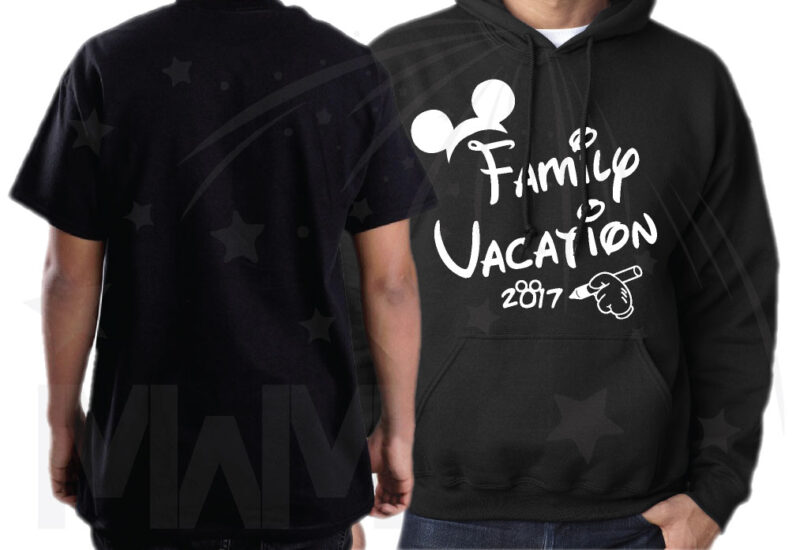 Family Set Of Shirts Choose Any Style, Family Vacation 2017 Mickey Mouse Glove Hand white graphic vinyl heat press mens hoodie