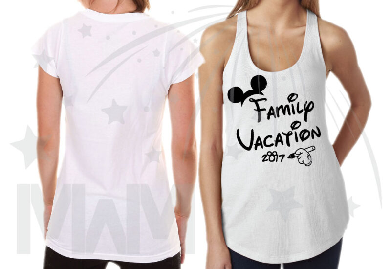 Family Set Of Shirts Choose Any Style, Family Vacation 2017 Mickey Mouse Glove Hand married with mickey ladies white racerback tank top ladies cut tshirt