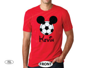 Mickey Mouse Football Head, Custom Name married with mickey red tshirt