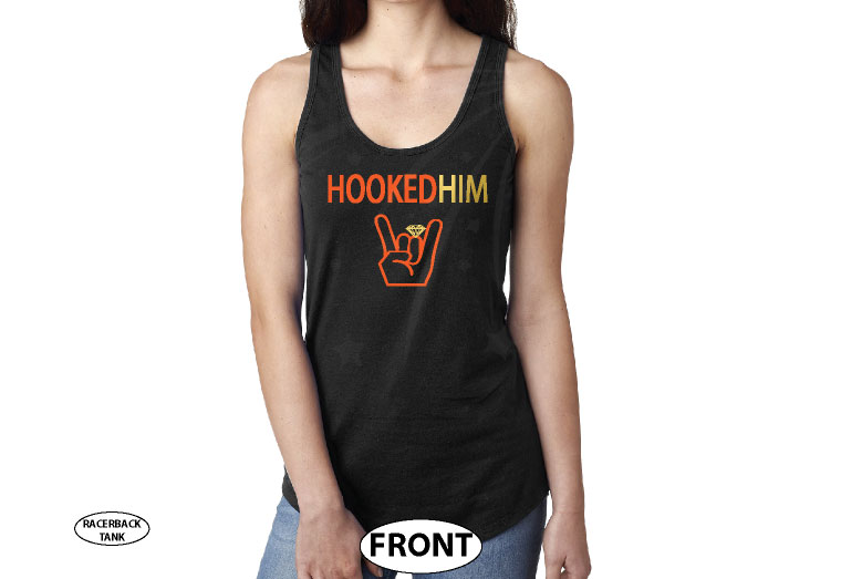 Hooked Him Ladies T-Shirt, Racerback Tank Top, V Neck T-Shirt, Hoodie and more, free rhinestones married with mickey black tank top