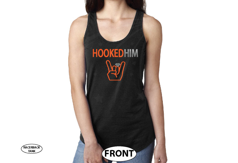 Hooked Him Ladies T-Shirt, Racerback Tank Top, V Neck T-Shirt, Hoodie and more, free rhinestones married with mickey black tank top
