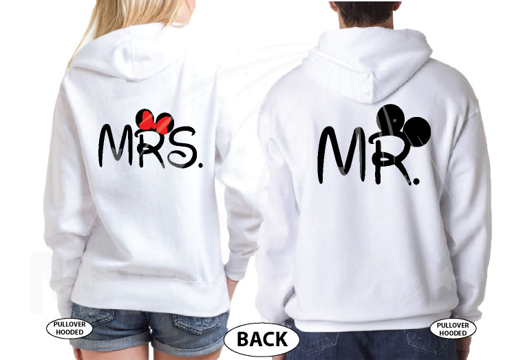 Cute Just Married Shirts For Mr Mrs With Big Mickey Minnie Mouse Ears married with mickey white jumpers