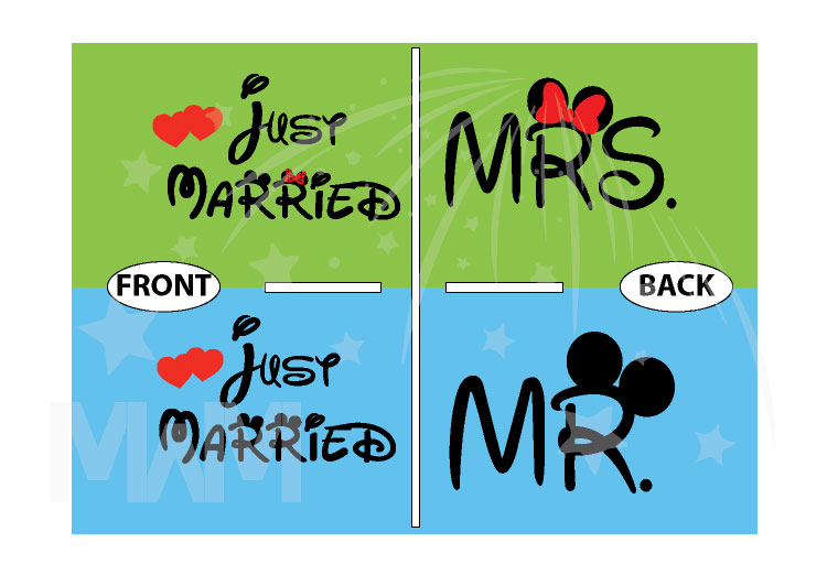 Cute Just Married Shirts For Mr Mrs With Big Mickey Minnie Mouse Ears married with mickey
