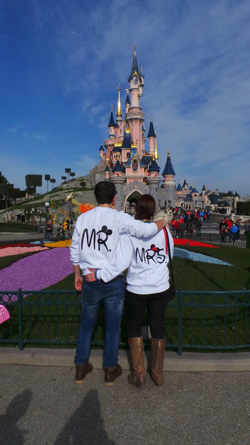 Disney Mr Mrs Matching Couple Shirts With Mickey Minnie Mouse Kissing married with mickey white pullovers