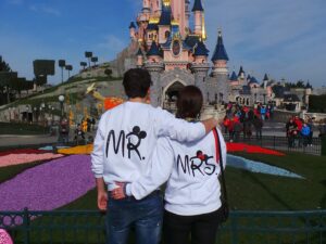 Disney Mr Mrs Matching Couple Shirts With Mickey Minnie Mouse Kissing married with mickey white pullovers