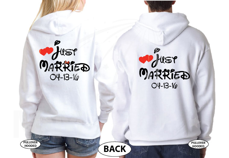 500033 Just Married Disney Couple Matching Shirts For Mr Mrs With Special Wedding Date married with mickey white sweaters