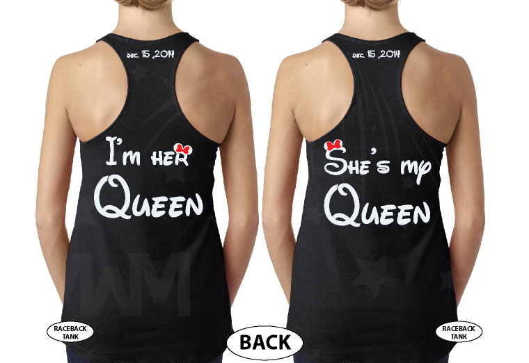 LGBT Lesbian She's My Queen I'm Her Queen Kissing Minnie Mouse, Wedding  Date On Sleeve