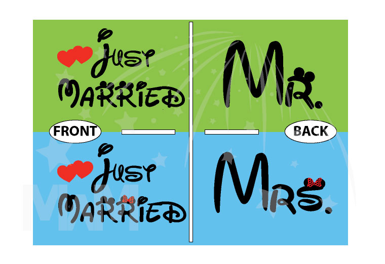 Just Married Matching Couple Apparel For Mr Mrs married with mickey