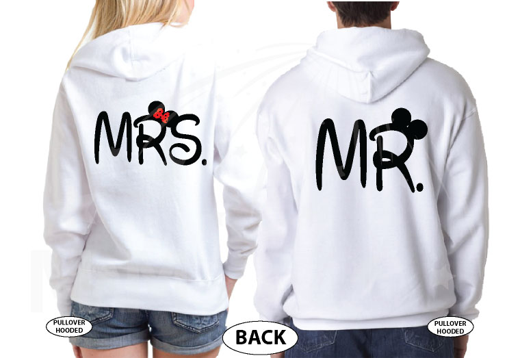Cute Mickey Minnie Mouse Kissing Mr Mrs married with mickey white sweaters