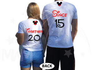 Disney Cute Matching Shirts Together Since Forever Mickey Minnie Mouse For Mr and Mrs married with mickey white tshirts