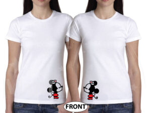 LGBT Lesbian Very Cute Couple Shirts For Mrs Little Minnie Mouse Kissing With Last Name and Special Date married with mickey white tshirts