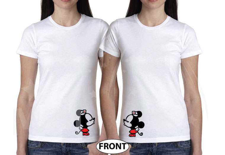 LGBT Lesbian Very Cute Couple Shirts For Mrs Little Minnie Mouse Kissing  With Last Name and Special Date | Married with Mickey