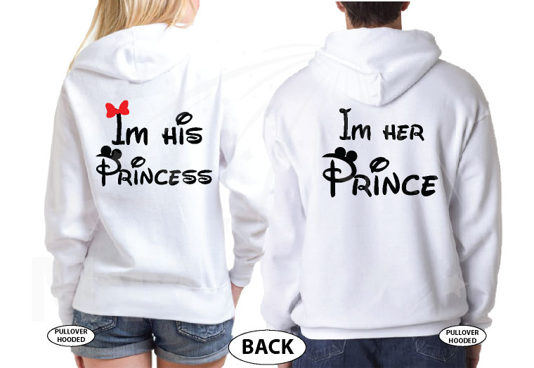 Cute I'm Her Prince I'm His Princess married with mickey white hoodies