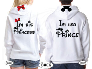 I'm His Princess I'm Her Prince Bow Ears On Hood married with mickey white hoodies