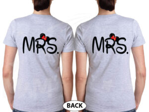 LGBT Lesbian Mrs With Little Minnie Mouse Cute Kiss Couple Shirts married with mickey mwm grey tshirts