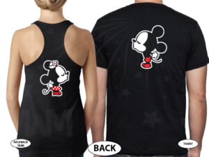 He's Mine She's Mine Little Mickey Minnie Mouse Kiss married with mickey black tees