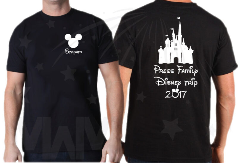 Matching Family Shirts, Last Name, Disney Trip 2017, Mickey Mouse Head with Custom Names married with mickey black tshirts
