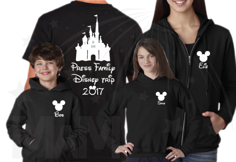 Matching Family Shirts, Last Name, Disney Trip 2017, Mickey Mouse Head with Custom Names married with mickey black mens tshirt, zip up hoodies, hoodie pullover