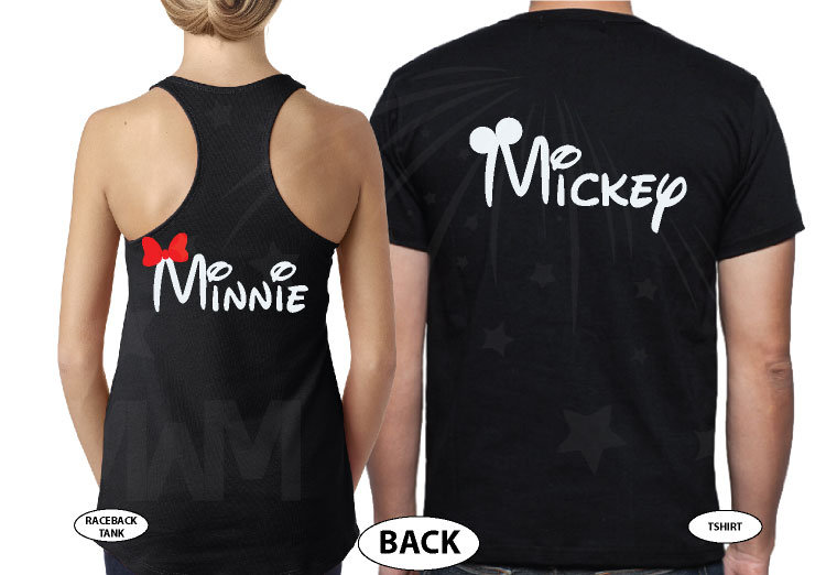 Mickey Minnie Mouse Matching Shirts Cute Kiss married with mickey black tee and tank