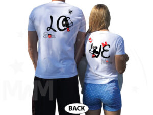 Disney LoVe SoulMate Matching Couple Shirts With Mickey Minnie Kissing married with mickey white tshirts
