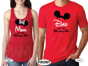 Dad and Mom Of Birthday Boy (Girl) married with mickey red tee and tank