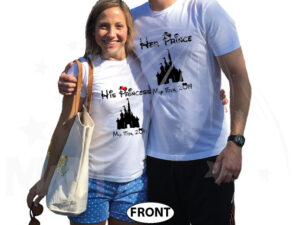 Her Prince His Princess With Disney Cinderella Castle Wedding Date married with mickey white tshirts
