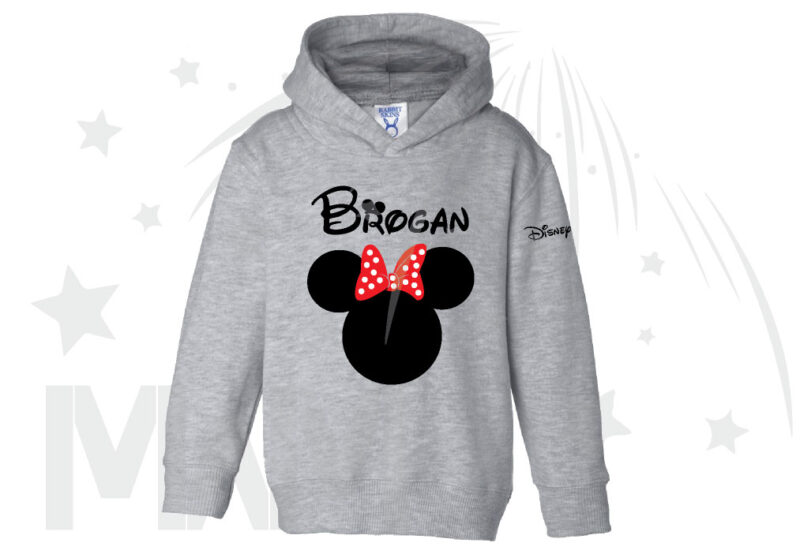 Disney Minnie Mouse Red Polka Dot Cute Bow Or Mickey Mouse Head Shirt With Custom Name married with mickey grey sweater