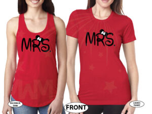 LGBT Lesbians Couple Very Cute Shirts For Mrs Just Married With Wedding Date married with mickey mwm red tank tops