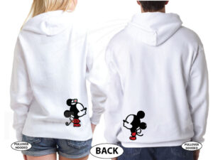 Little Mickey Minnie Mouse Cute Kiss Back Design Only married with mickey white hoodies