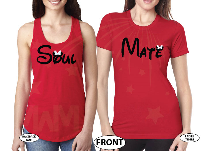 LGBT Lesbian Soul Mate Couple Shirts married with mickey red tshirts