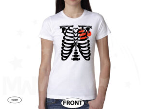 Skeleton Chest With Mickey Mouse Heart married with mickey white tshirt