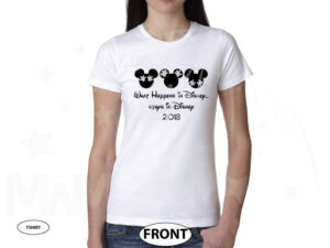 What Happens in Disney Stays in Disney See Nothing Hear Nothing Say Nothing married with mickey white tshirt