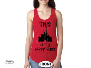 This Is My Happy Place Cinderella Castle married with mickey red tank top