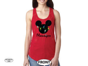 Christmas Shirt Mickey Mouse Christmas Light Bulds With Name married with mickey red tank top