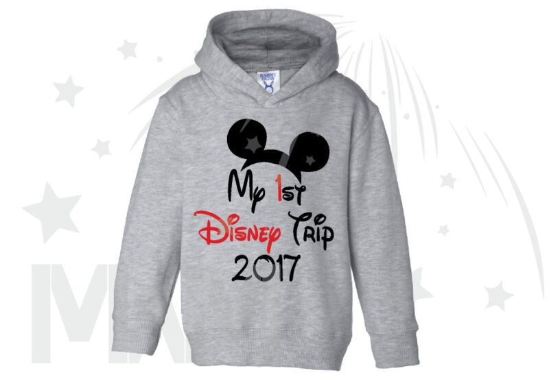 My 1st First Disney Trip 2017 Boy's Toddler Sizes Married With Mickey grey hoodie